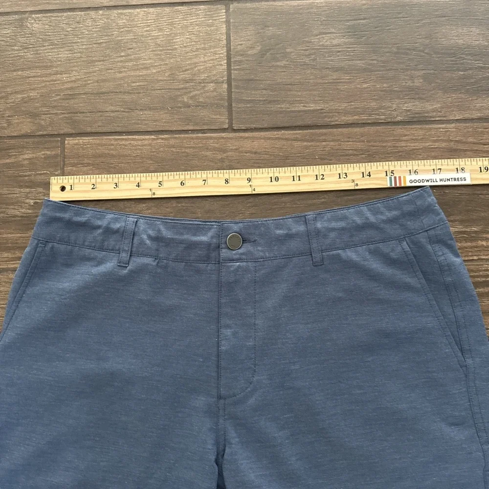 Faherty All Day Shorts Men 33 Blue Drawstring Stretch Performance Golf 9 Inseam